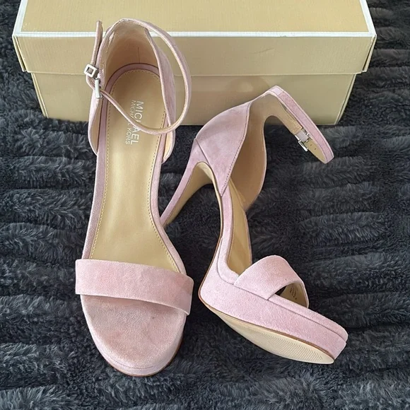 Michael Kors Pink Jordyn Platform Suede Sandals - Picture 2 of 3